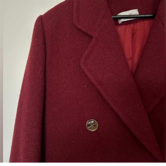 Calvin Klein Vintage Maroon Wool Double-breasted Coat 12. - Picture 10 of 11